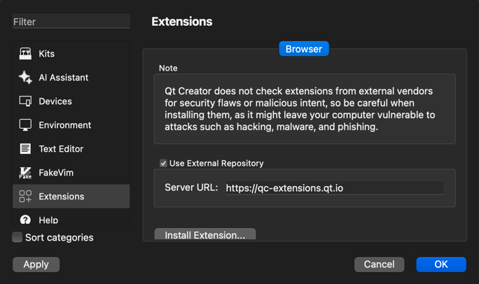 Image explaining how to update Qt Creator to get AI Assistant to work